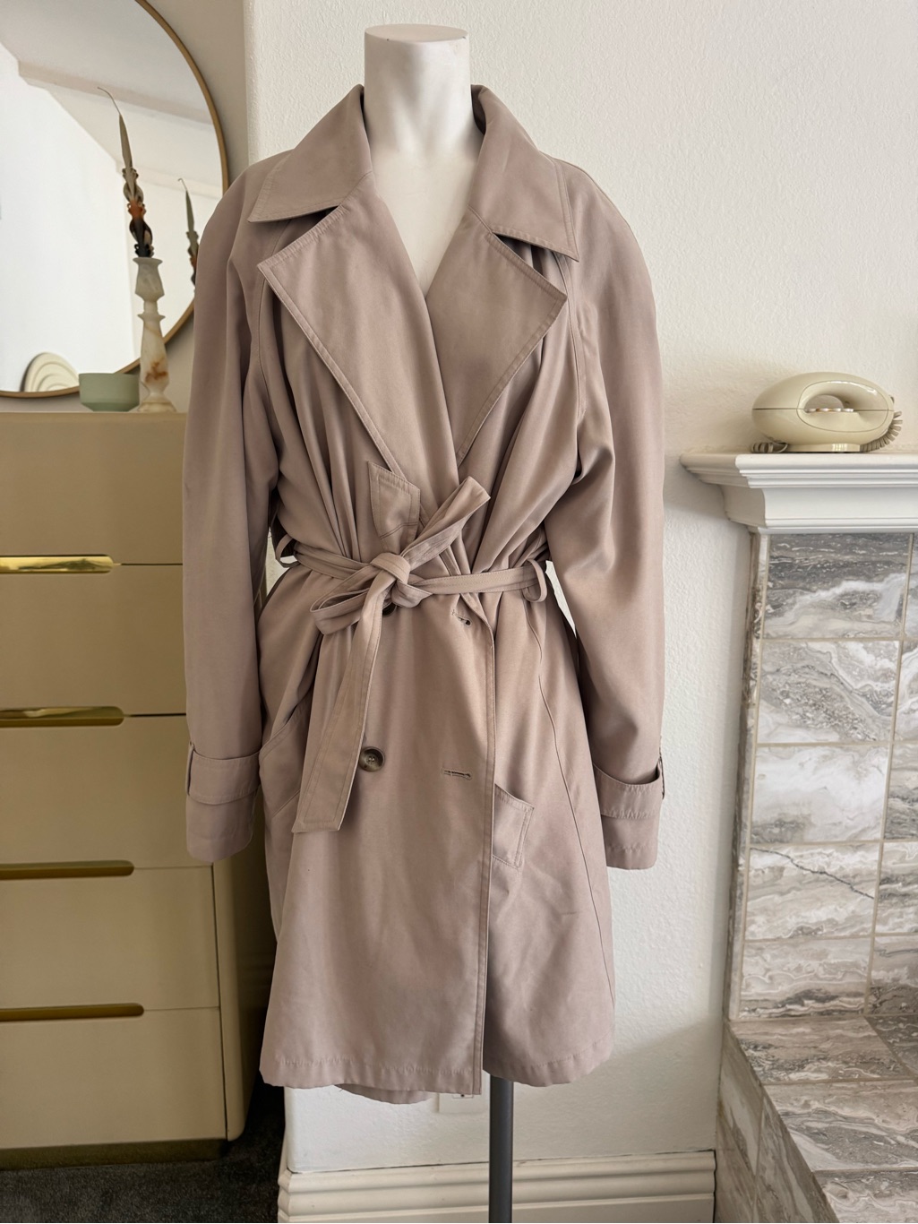 Jacqueline Ferrar Taupe Trench Coat With Tie Waist